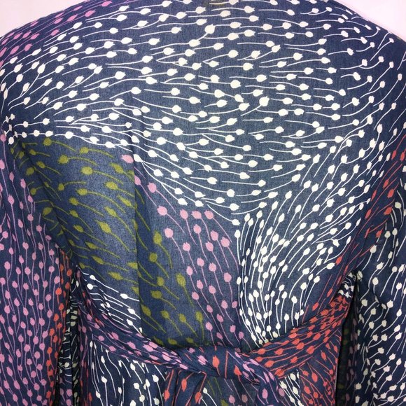Anthropologie Leifsdottir Tie Back Tunic Blouse Light Long Sleeve Print Top - Picture 7 of 13